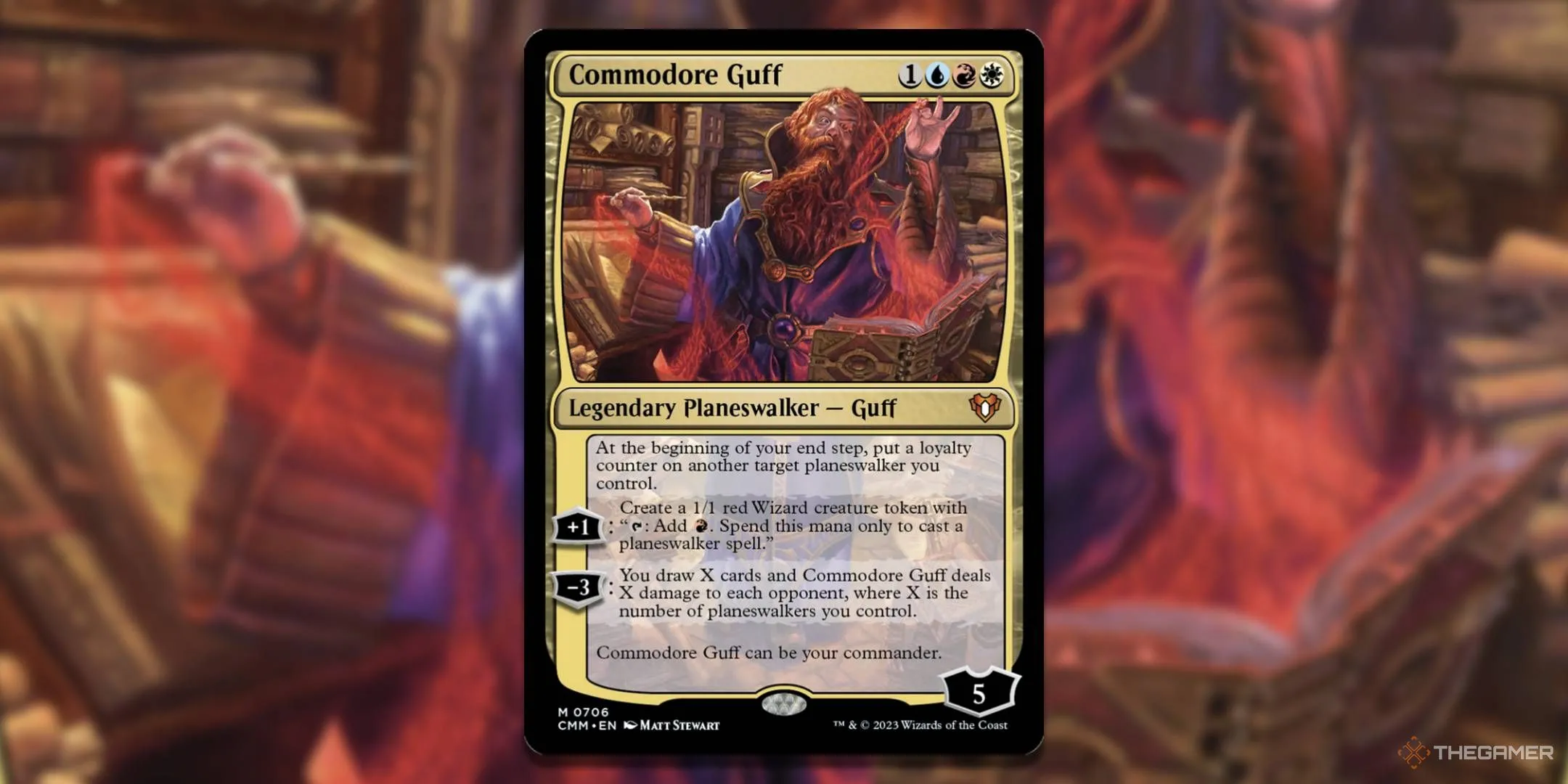 Thẻ bài Planeswalker Commodore Guff trong Magic: The Gathering, đại diện cho bộ bài Planeswalker Party.