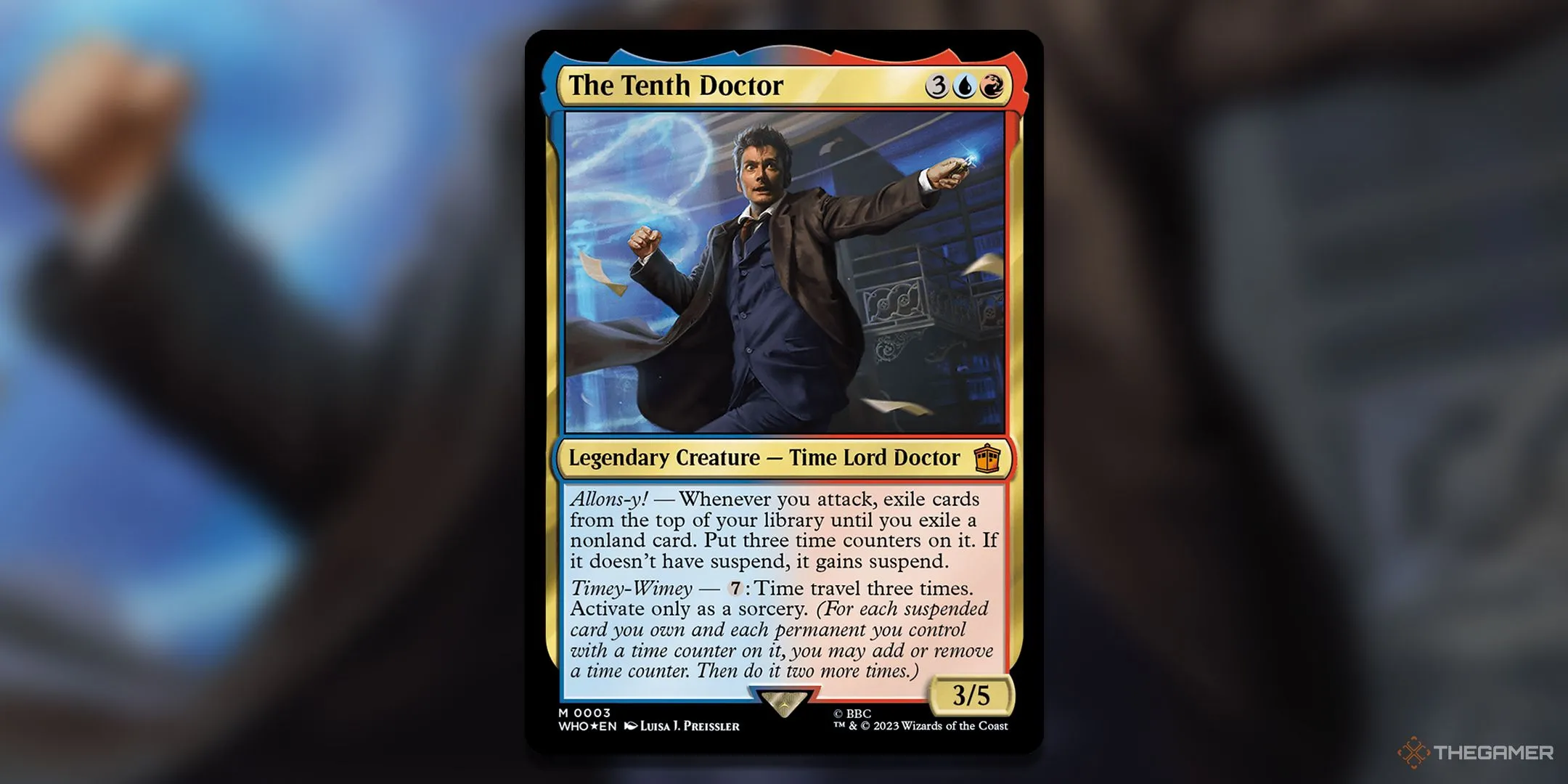 Thẻ bài The Tenth Doctor từ set Doctor Who trong Magic: The Gathering, đại diện cho bộ Timey-Wimey.