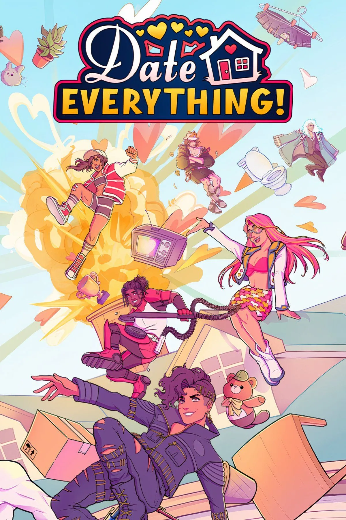 Tổng hợp các hình ảnh từ game Date Everything! thể hiện sự đa dạng của các đồ vật có thể hẹn hò