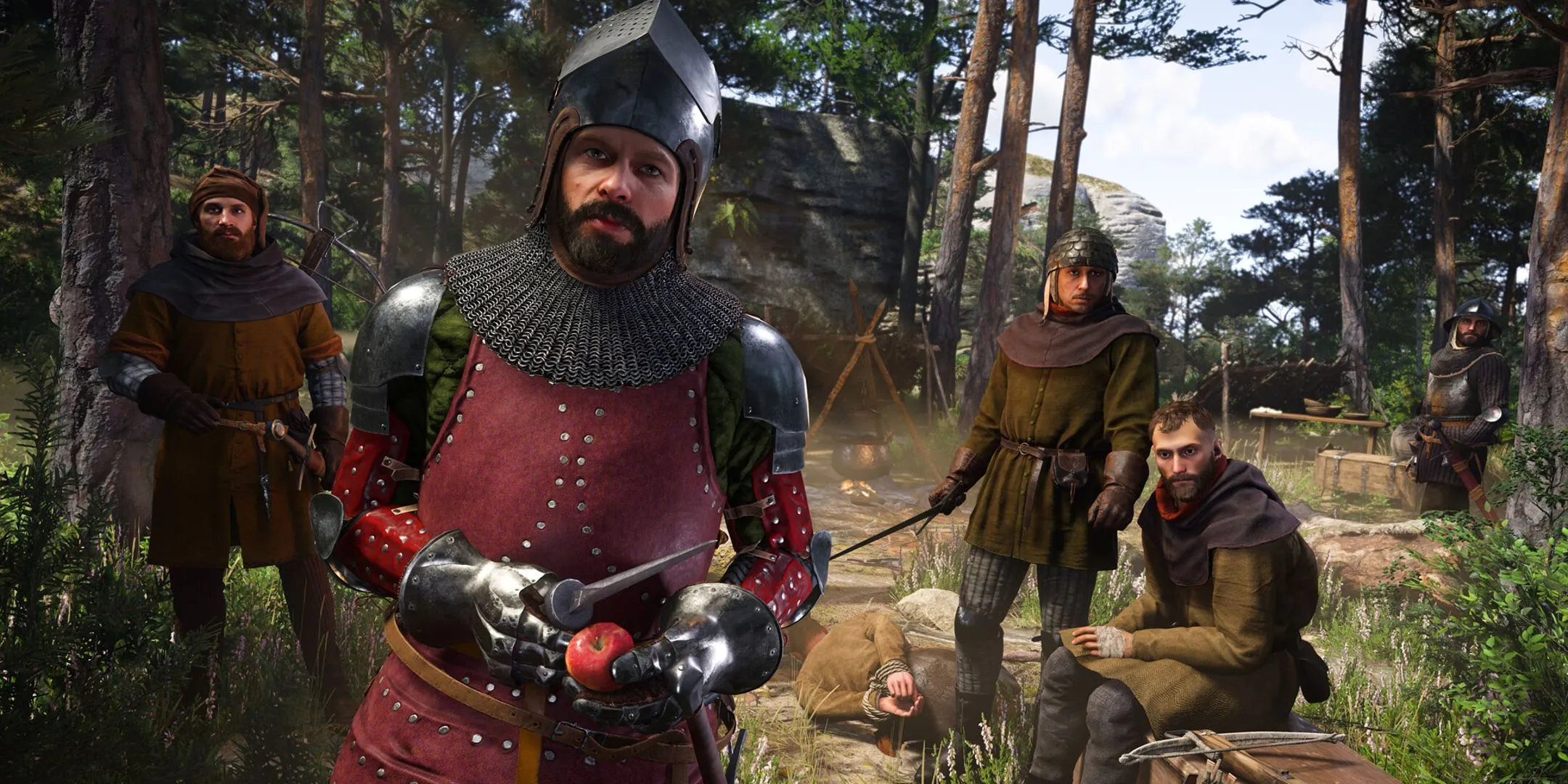 Trại cướp trong Kingdom Come: Deliverance 2, minh họa kiểu nhiệm vụ chiến đấu lặp lại