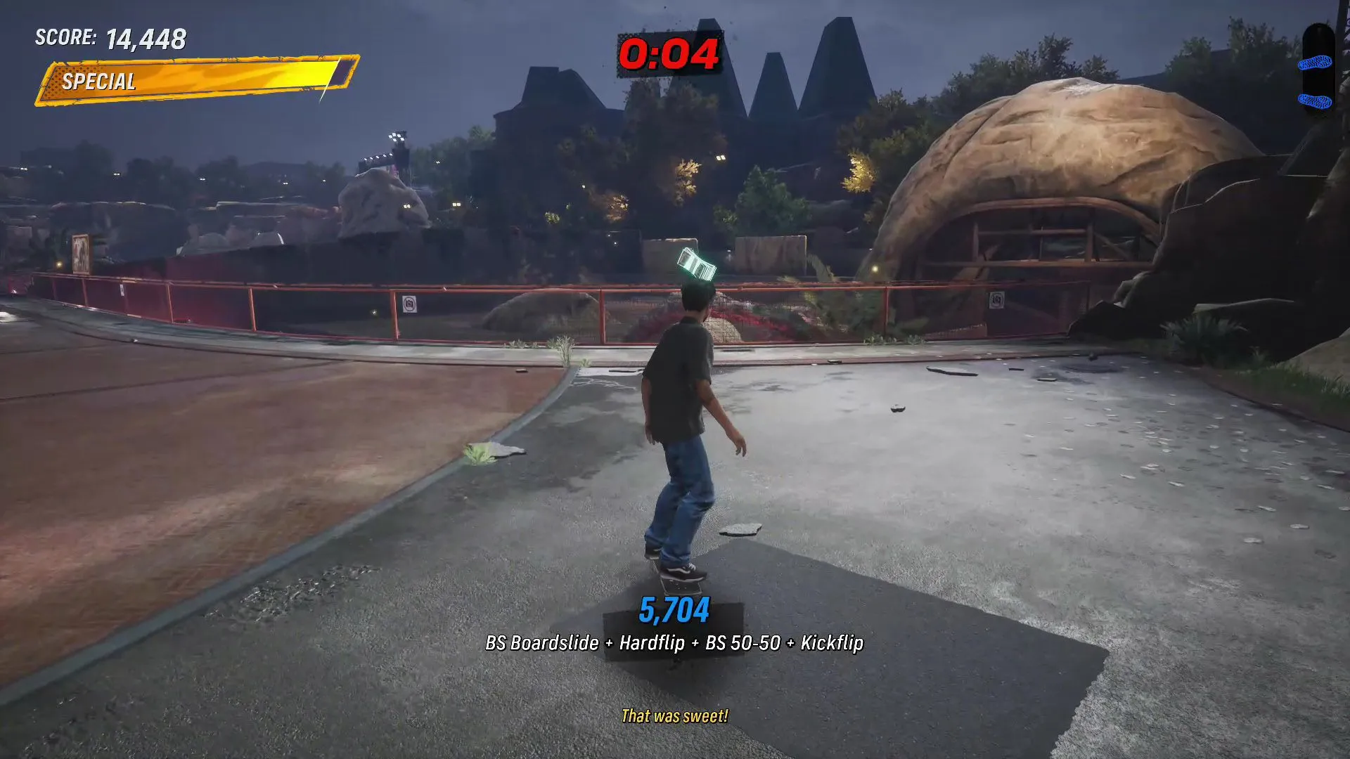 Vị trí Cash thứ ba trên khúc gỗ tại khu vực chuồng sư tử trong Tony Hawk's Pro Skater 3 + 4 Zoo