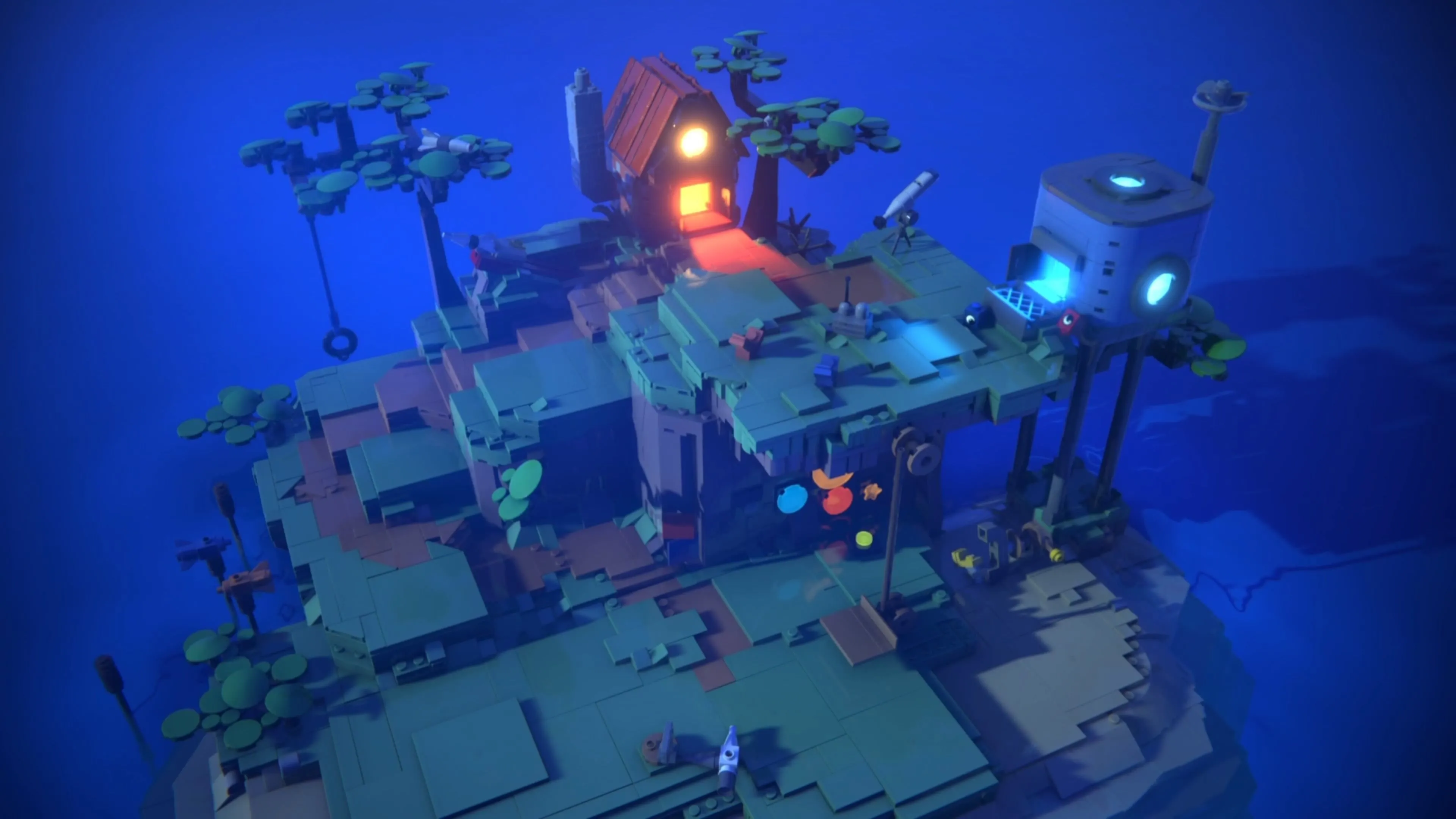 Cặp đôi Red và Blue bước vào nhà cùng màu trong LEGO Voyagers Chapter 1