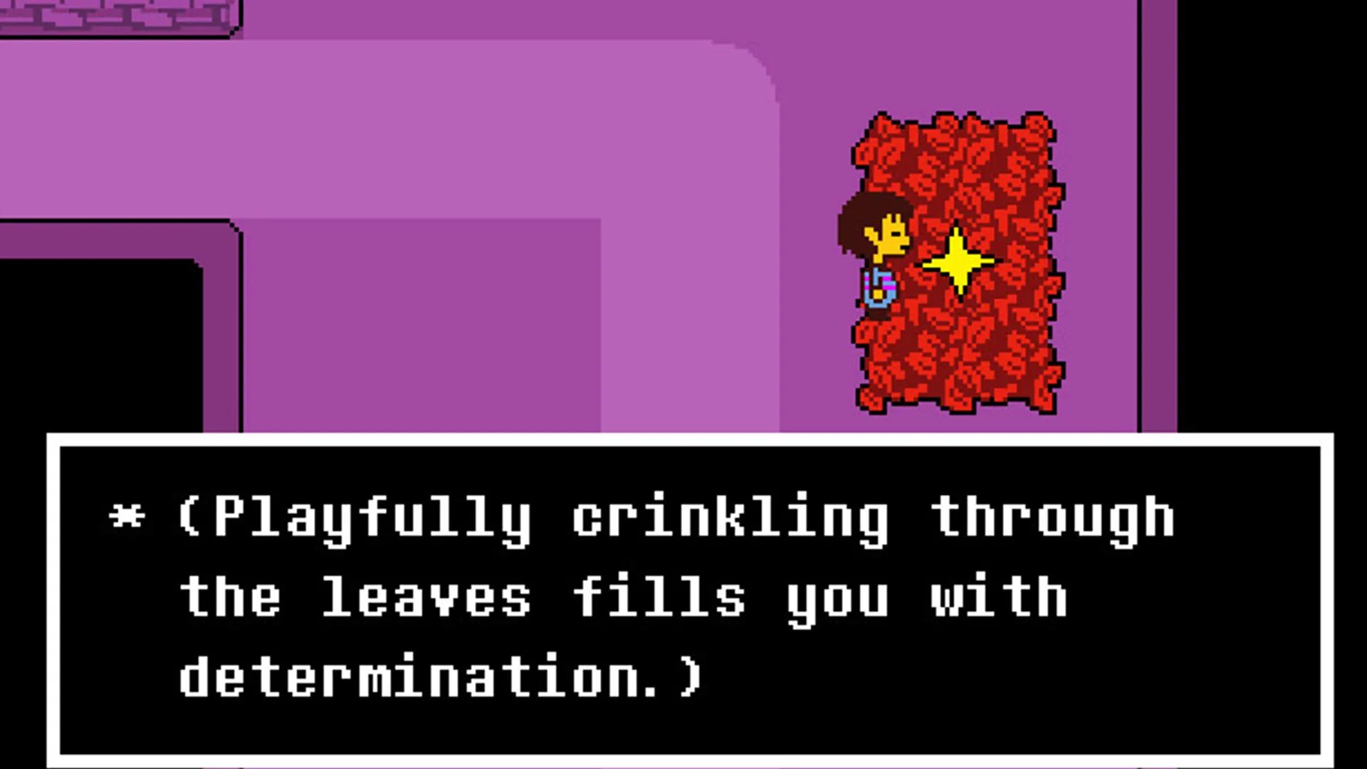Điểm lưu game ẩn mình trong đống lá khô của thế giới RPG pixel art Undertale