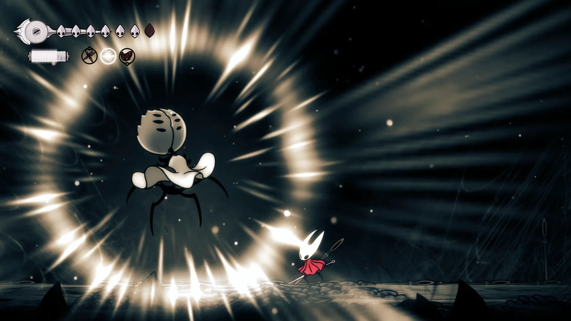 Giao diện giai đoạn 2 của First Sinner, gợi nhớ các boss huyền thoại của Hollow Knight