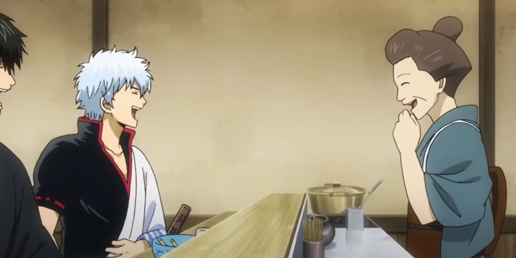 Gintoki Sakata với ánh mắt vô định và vẻ mặt lười biếng quen thuộc, tượng trưng cho một samurai ẩn dật mang trong mình gánh nặng quá khứ đau thương và nỗi sợ mất mát trong Gintama.