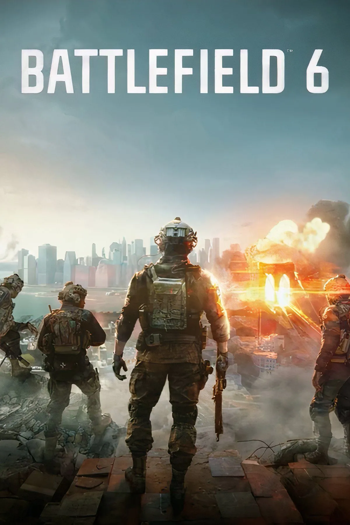 Hình ảnh đại diện bìa game Battlefield 6, thể hiện đồ họa và không khí chiến trường ác liệt của tựa game FPS sắp ra mắt