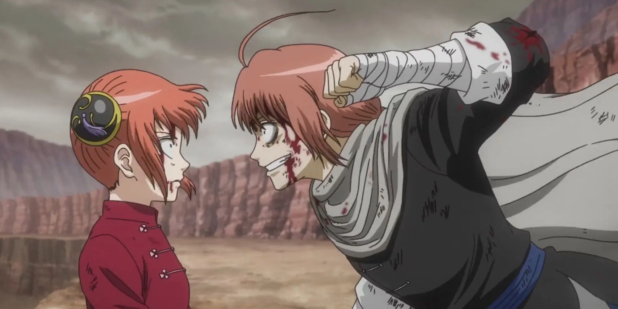 Kamui và Kagura, hai anh em nhà Yato trong Gintama, với mối liên kết phức tạp bị bóp méo bởi bạo lực và tình yêu thầm kín