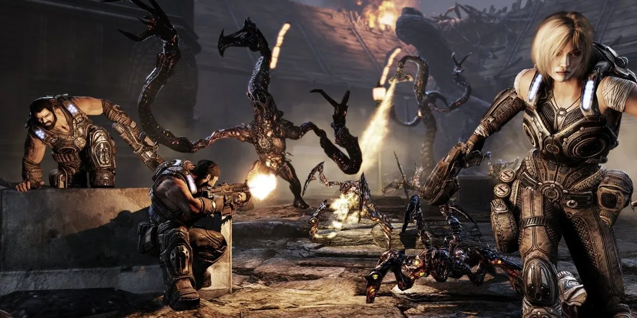 Marcus Fenix và đồng đội đối đầu Lambent trong Gears of War 3