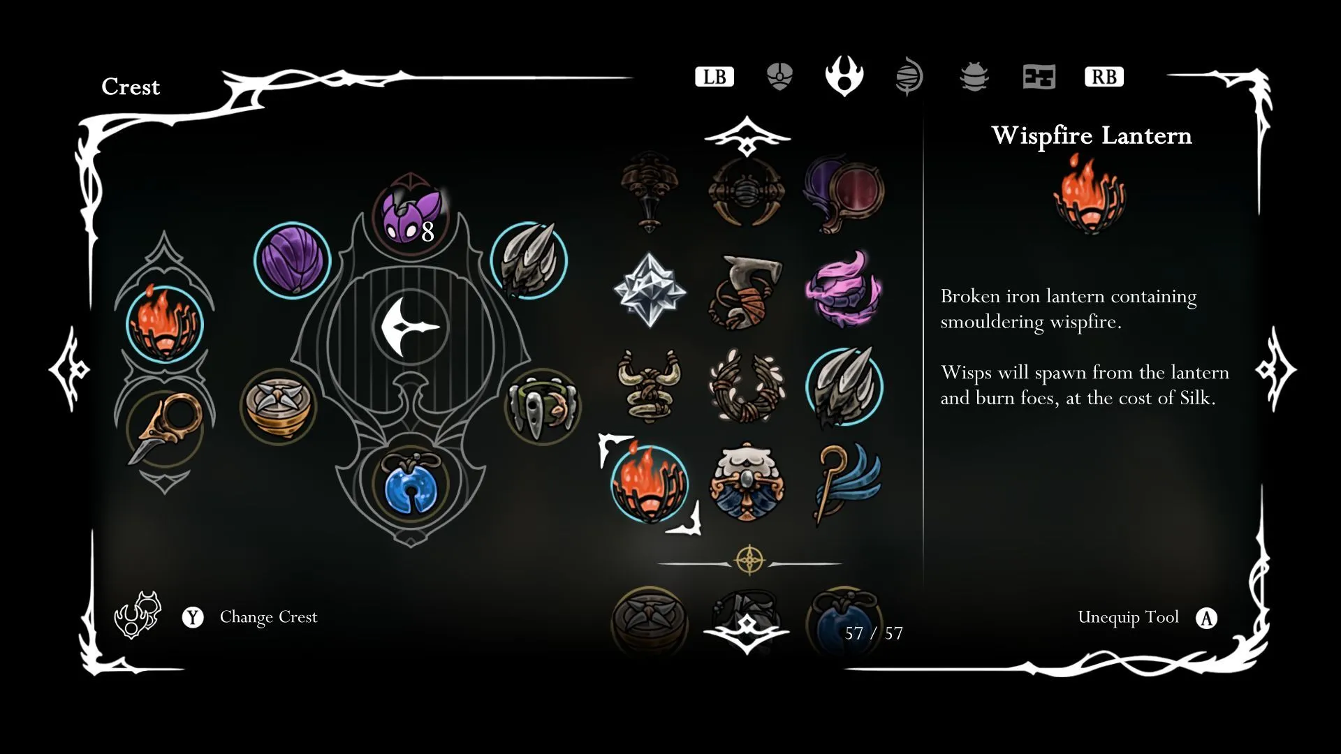 Ngọn đèn Wispfire Lantern, công cụ blue mạnh mẽ trong Hollow Knight Silksong