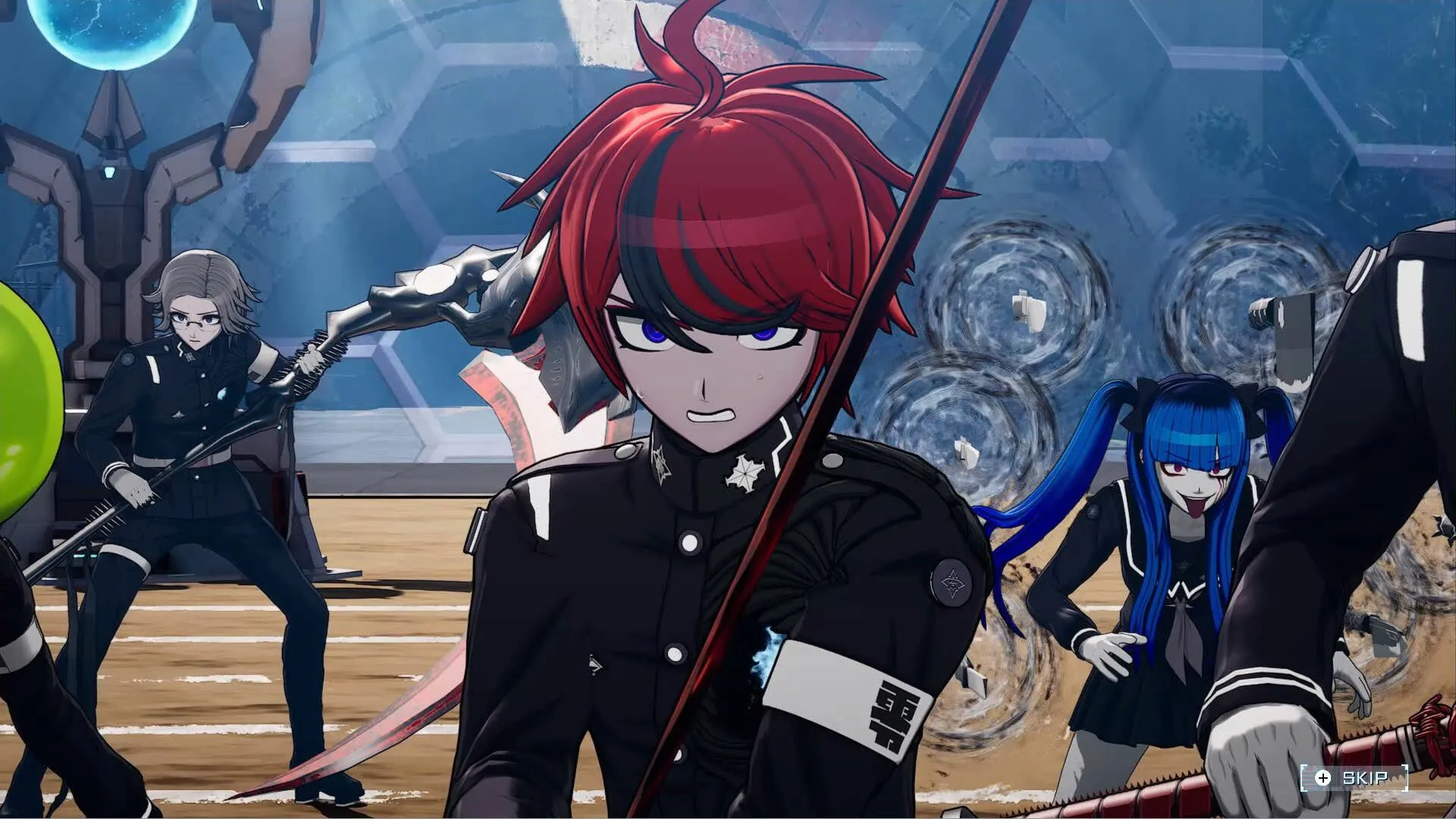 Nhân vật Takumi và nhóm bạn cùng nhau chiến đấu trong tựa game phiêu lưu RPG The Hundred Line -Last Defense Academy-