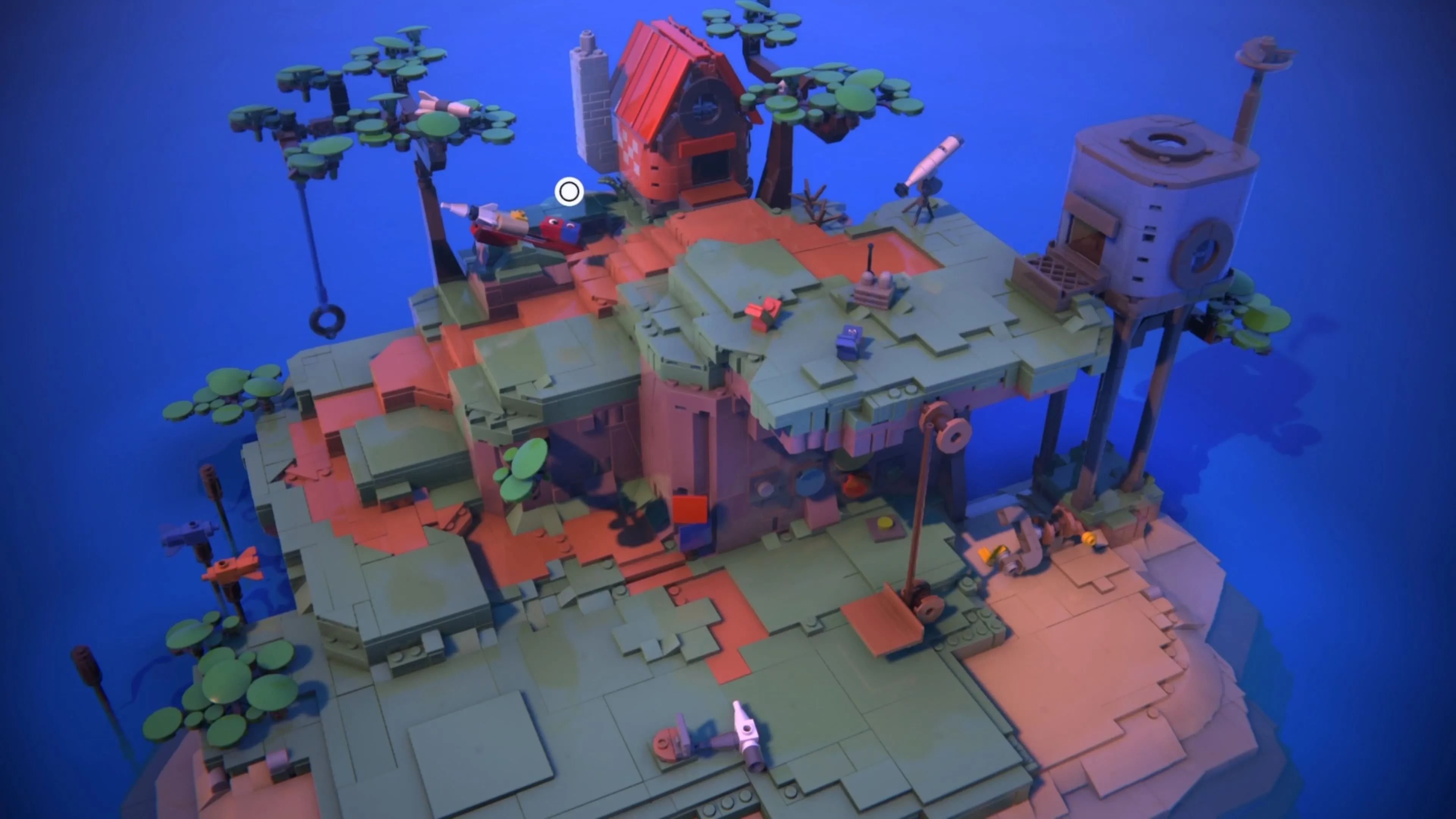Red và Blue tương tác với đồ chơi để kiếm trophy trong Chapter 1 của LEGO Voyagers