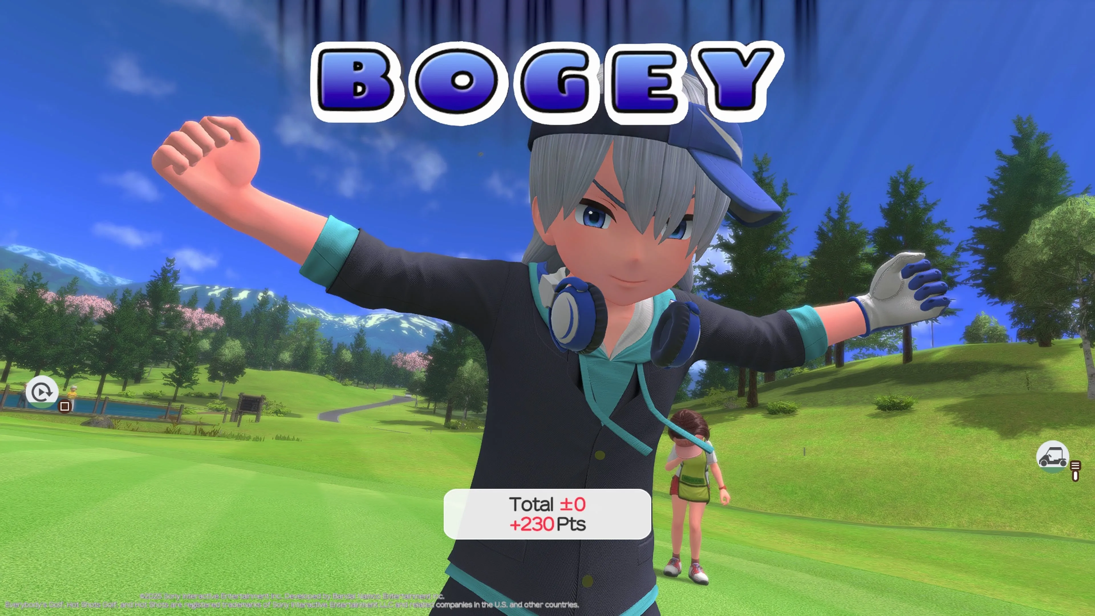 Thanh đo lực swing trong Everybody's Golf Hot Shots bị giật lag, ảnh hưởng trực tiếp đến độ chính xác của cú đánh.
