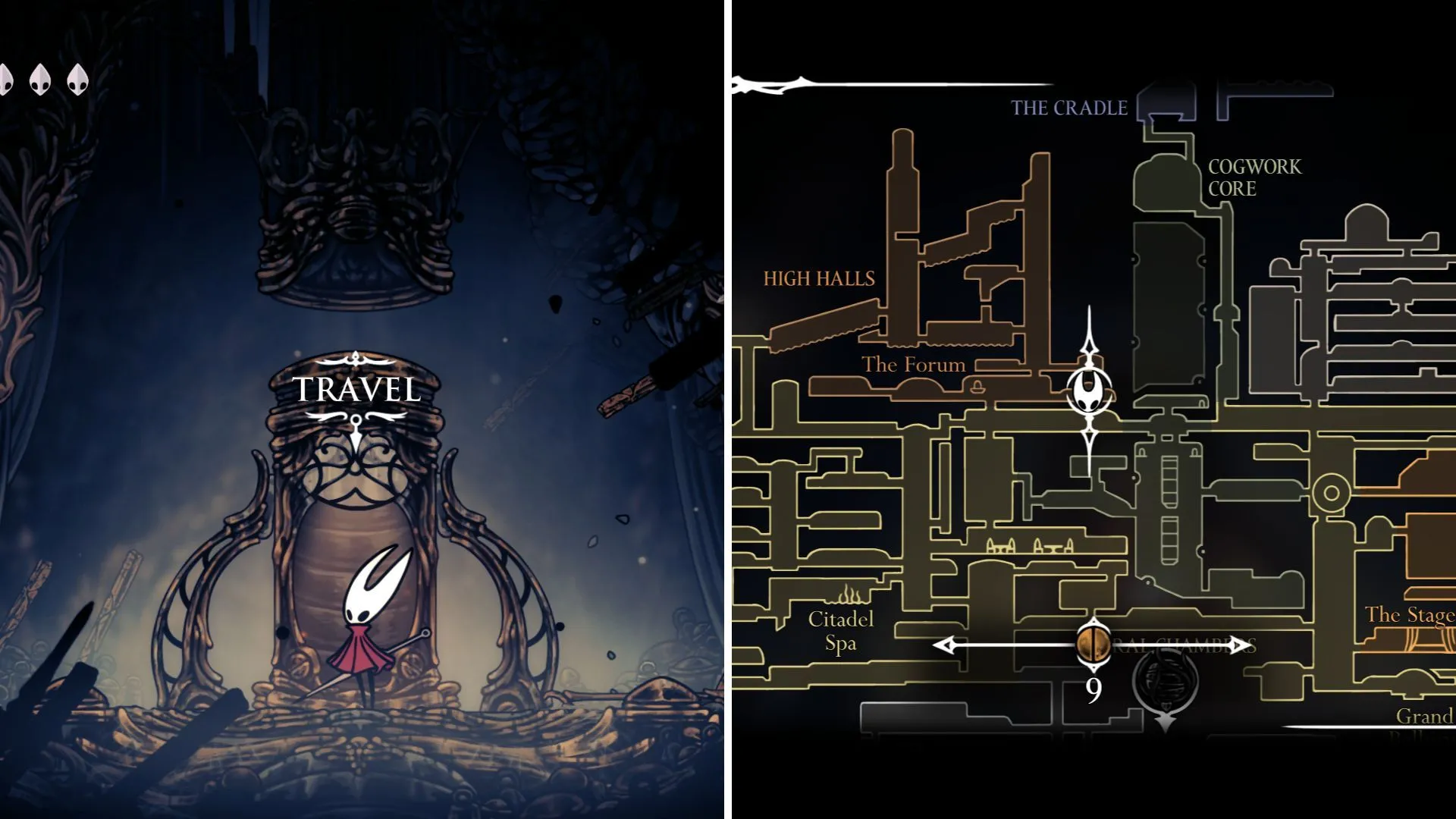 Ventrica Station tại High Halls, điểm lý tưởng để farm Rosaries trong Hollow Knight Silksong